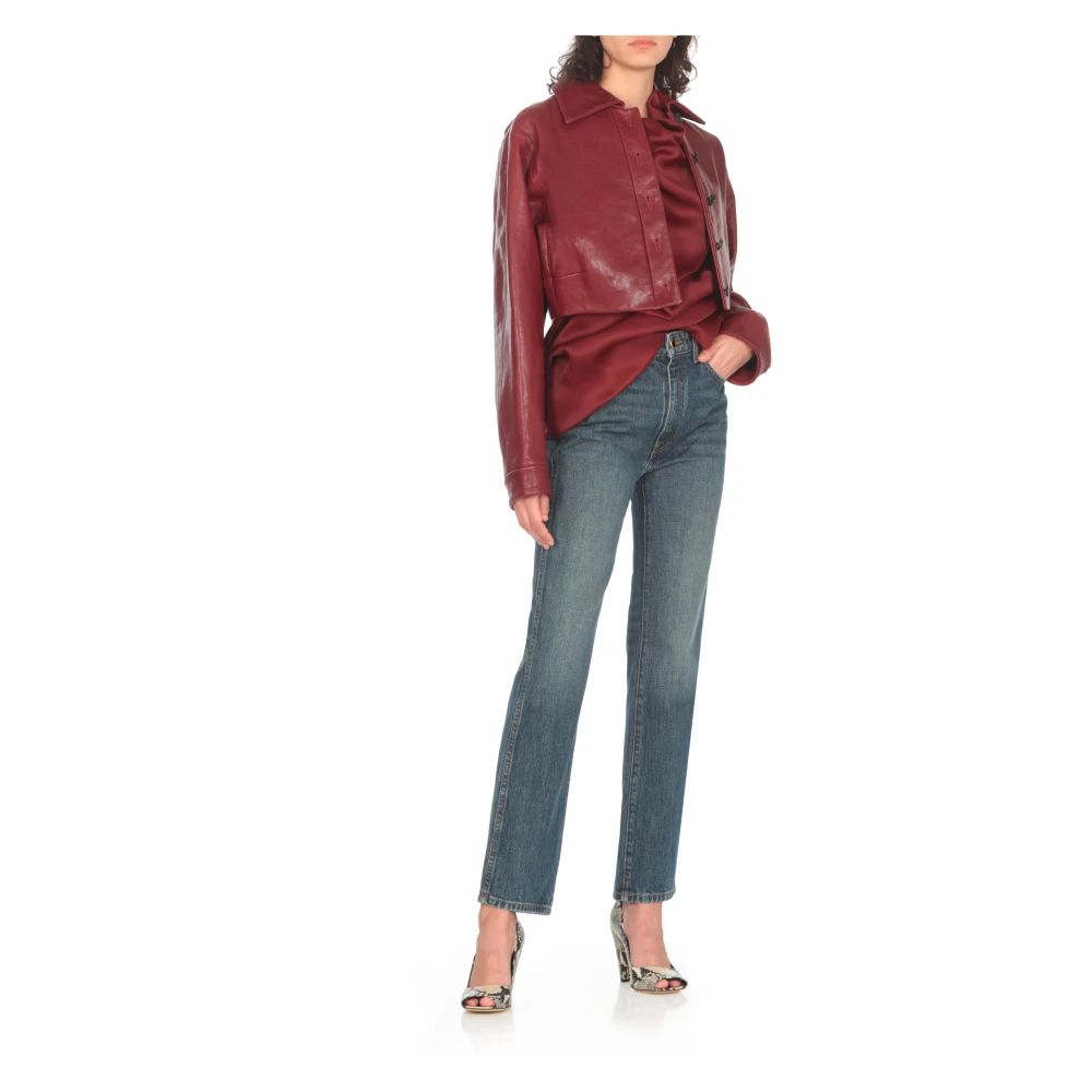 Khaite Zijden Bordeaux Top met Draperende Details Red Dames