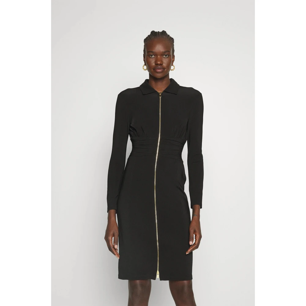 pinko Akane Zwarte Jurk met Gouden Hardware Black Dames