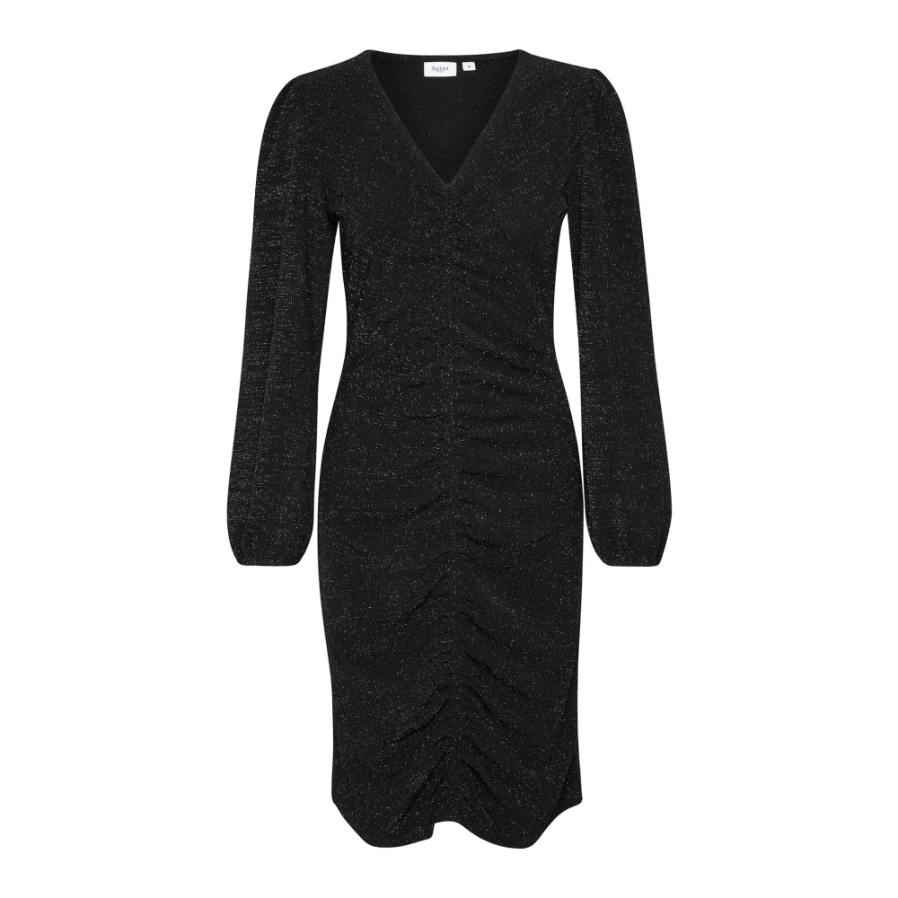 Saint Tropez Elegante Zwarte Jurk met Gerimpelde Voorkant Black Dames