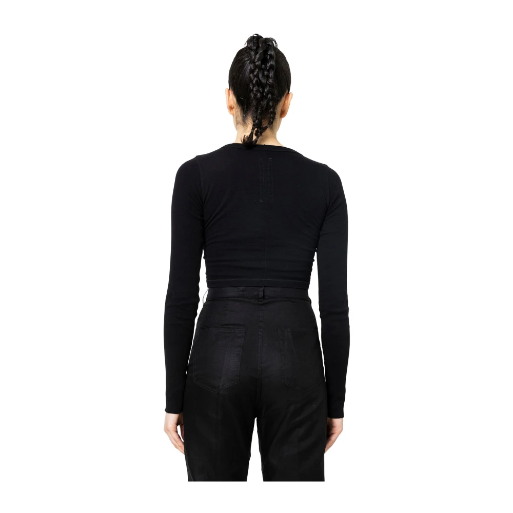 Rick Owens Zwarte Geknipte Gebreide Top Black Dames