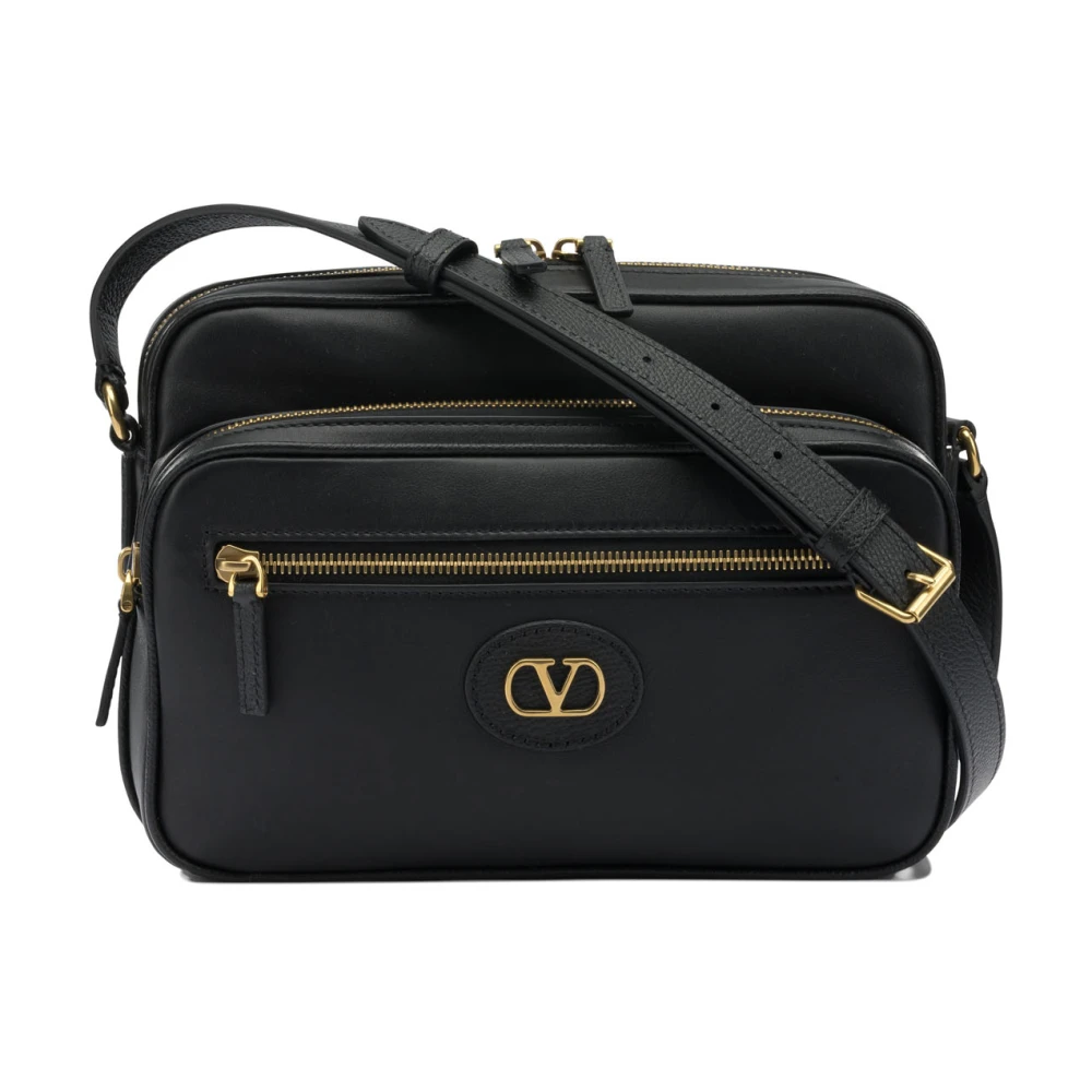 Valentino Garavani Black Calf Leather Bos Taurus Shoulder Bag - Image 4