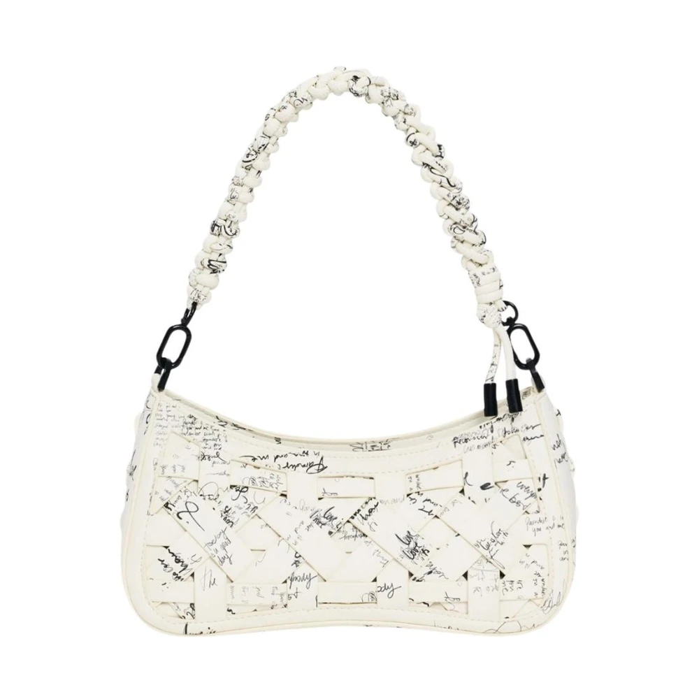 Desigual Donna Beige Borsa A Mano Con Chiusura A Zip