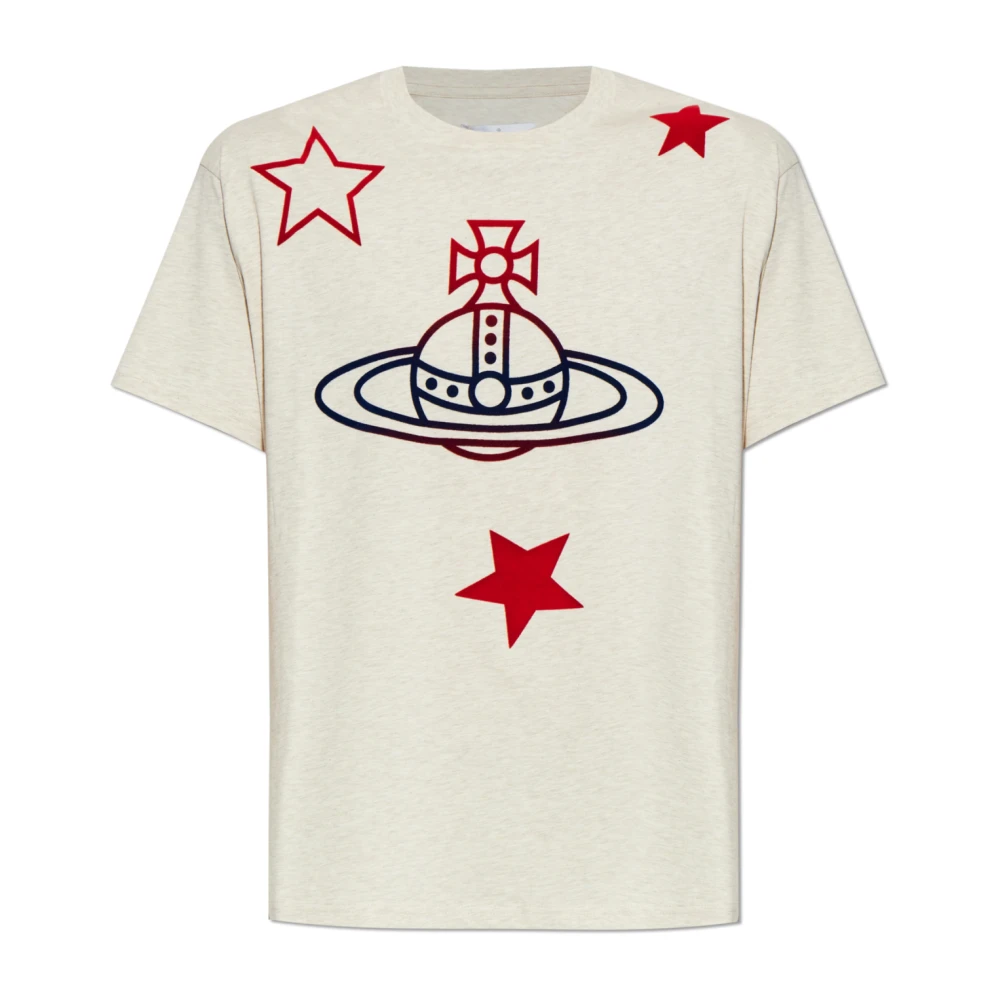 Vivienne Westwood Men's Beige Cream Logo T-Shirt - T-Shirts - Xl - Tops