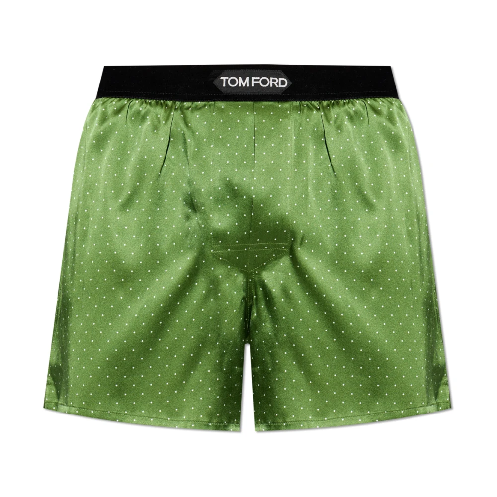 Tom Ford Uomo Verde - Boxer In Seta Con Logo - Underwear - L