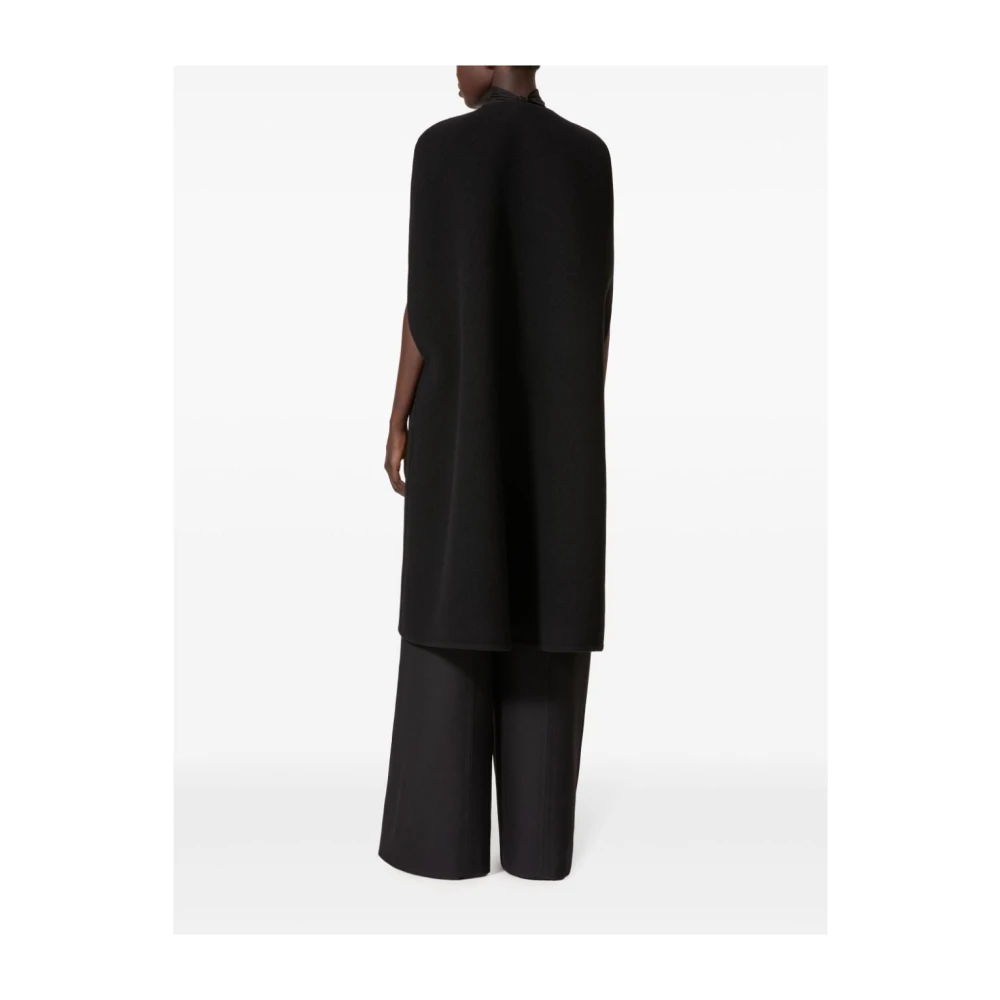 Valentino Garavani Zwarte Fluffy Kasjmier Blend Jas Black Dames