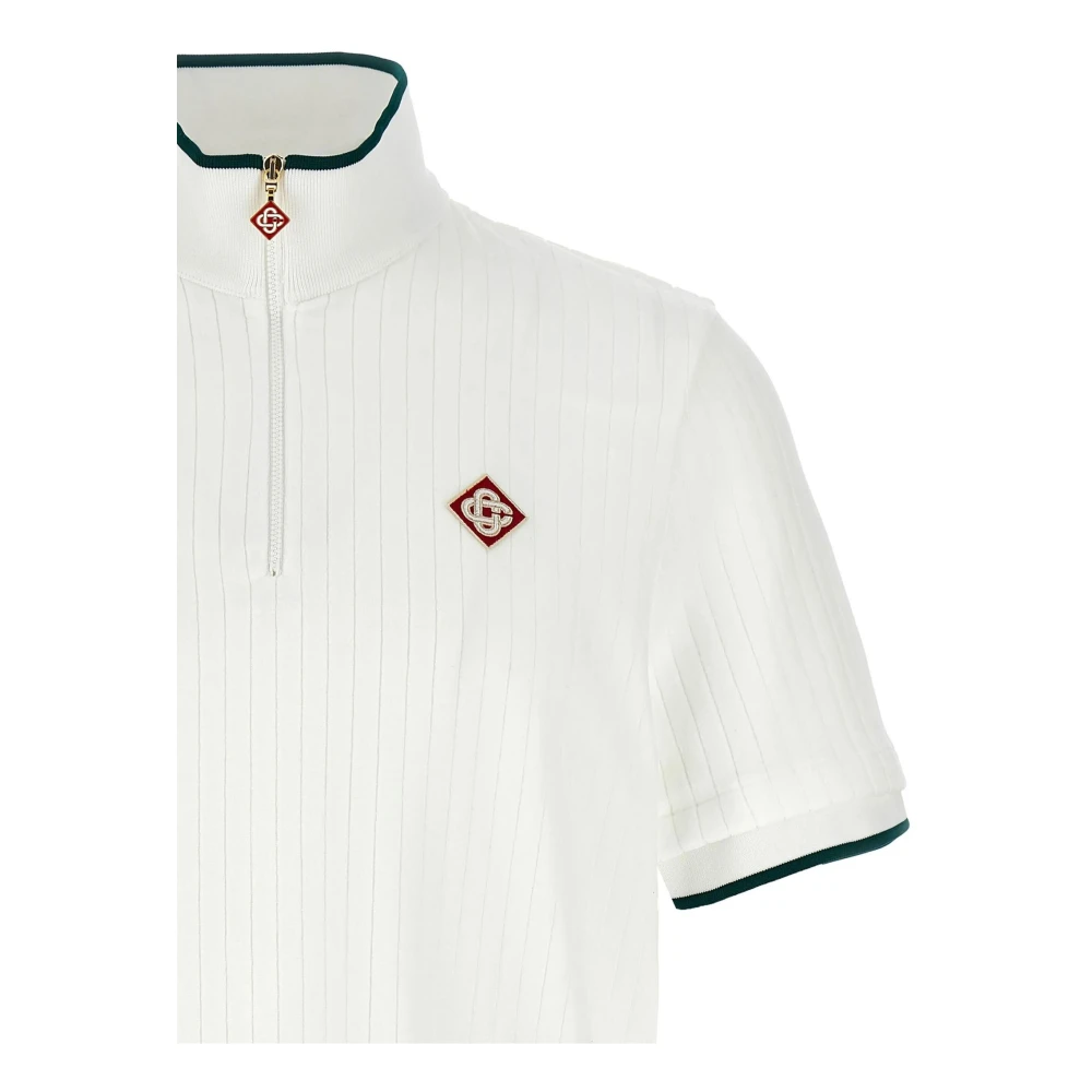 Casablanca Witte Fluwelen Rits Funnel Hals Top White Heren
