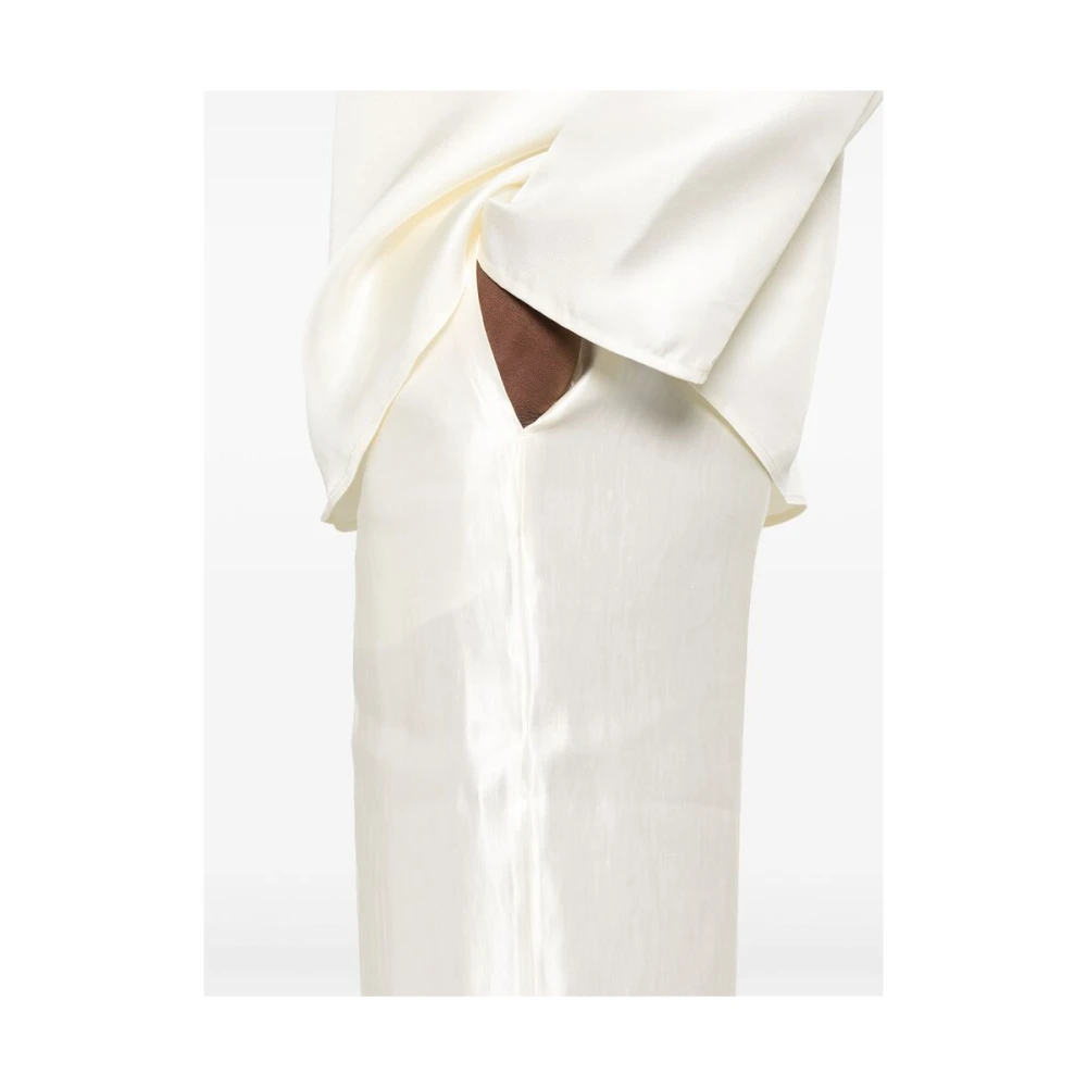 Loulou Studio Beige Broek met Zakken en Knopen White Dames