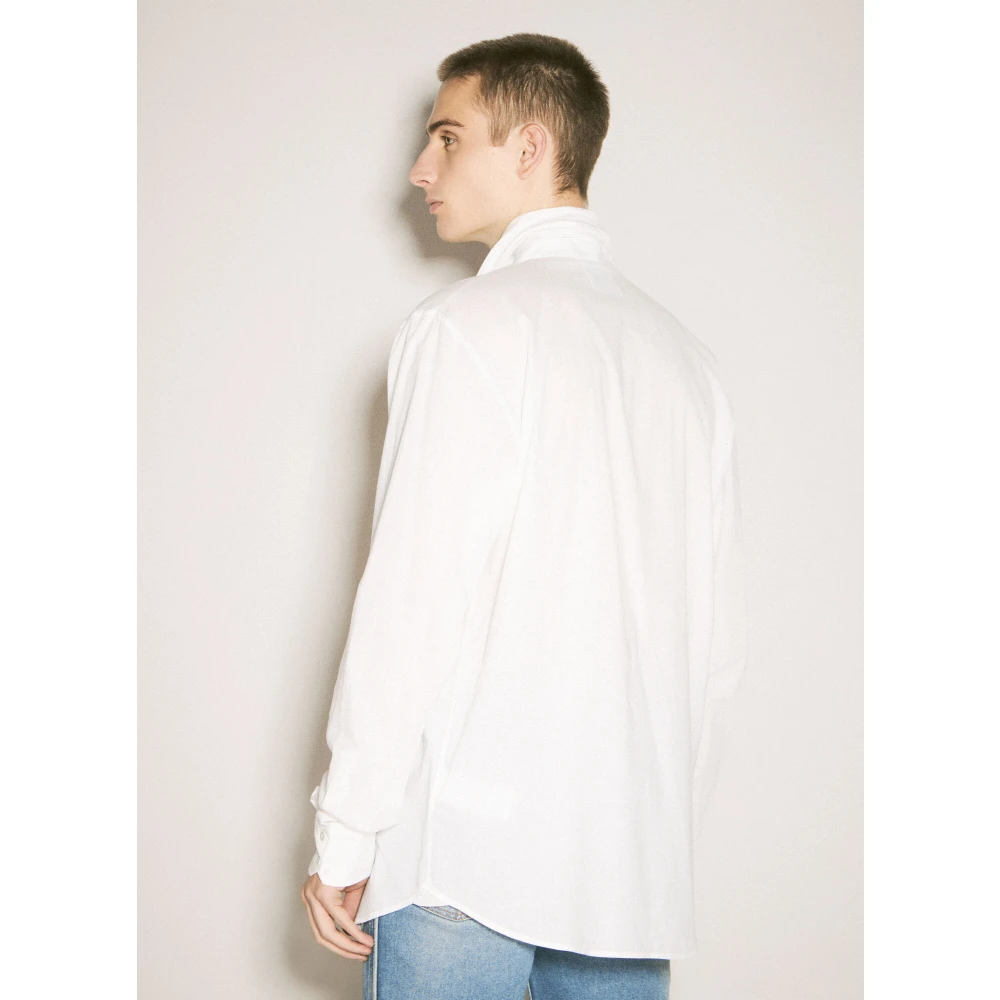 Vivienne Westwood Katoenen Shirt met Zelfstrik Strik Kraag White Heren