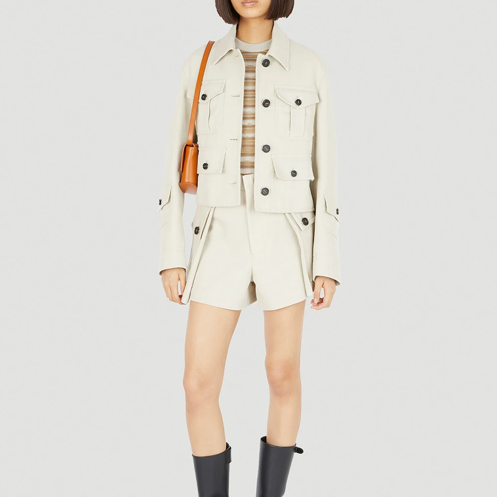 Durazzi Milano Shorts met zakken van canvasweefsel Beige Dames