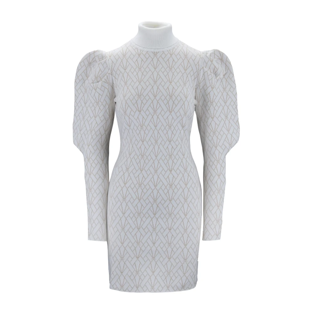 Elisabetta Franchi Korte jurk met hoge kraag Gray Dames