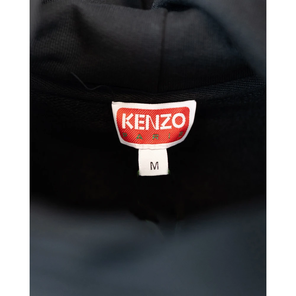 Kenzo Zwarte hoodie met K 1970 borduursel en Eiffeltorenprint Black Heren