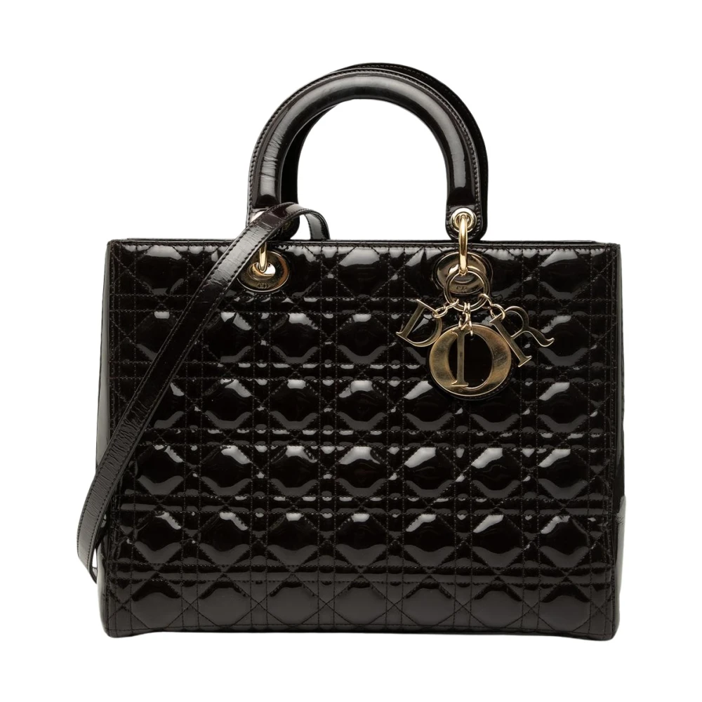 Dior Vintage Women's Brown Pre-Owned Structured Leather Handbag