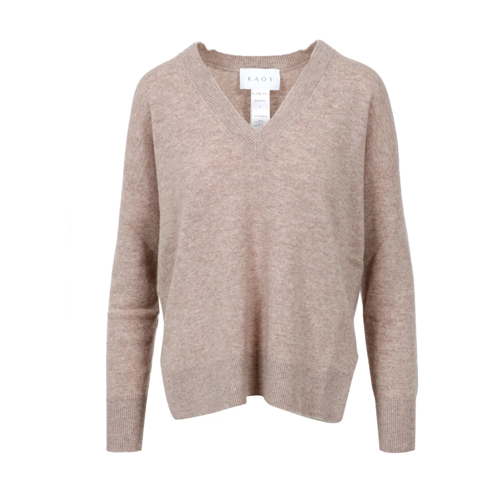 Kaos Grijze Wollen V-hals Trui Gray Dames