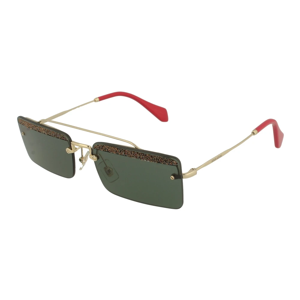Miu Miu Women's Gray Sunglasses,, Rectangular Sungles With Sparkling Details Medium