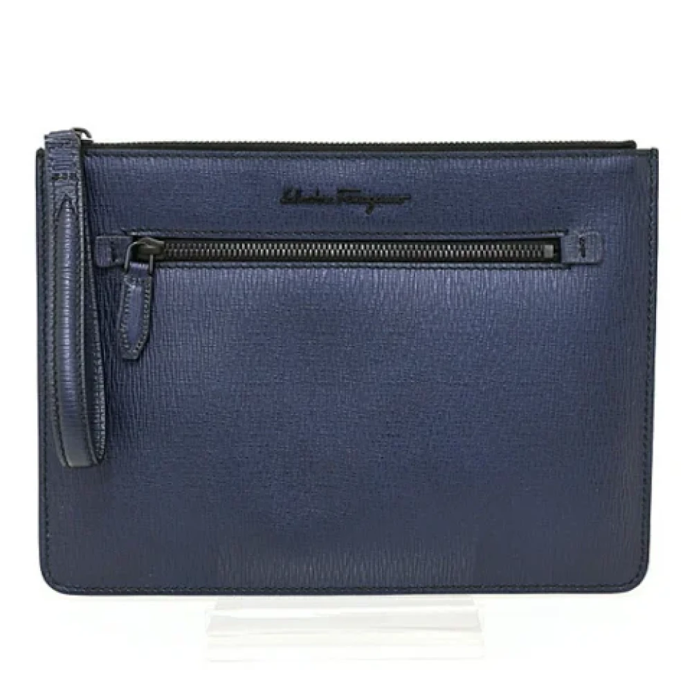 Salvatore Ferragamo Pre-owned Leather clutches Blue Dames