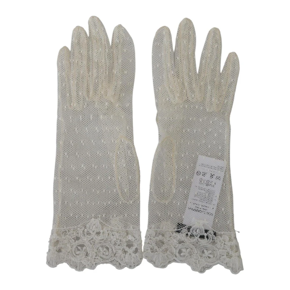 Dolce & Gabbana Luxe Logo Polslengte Handschoenen White Dames