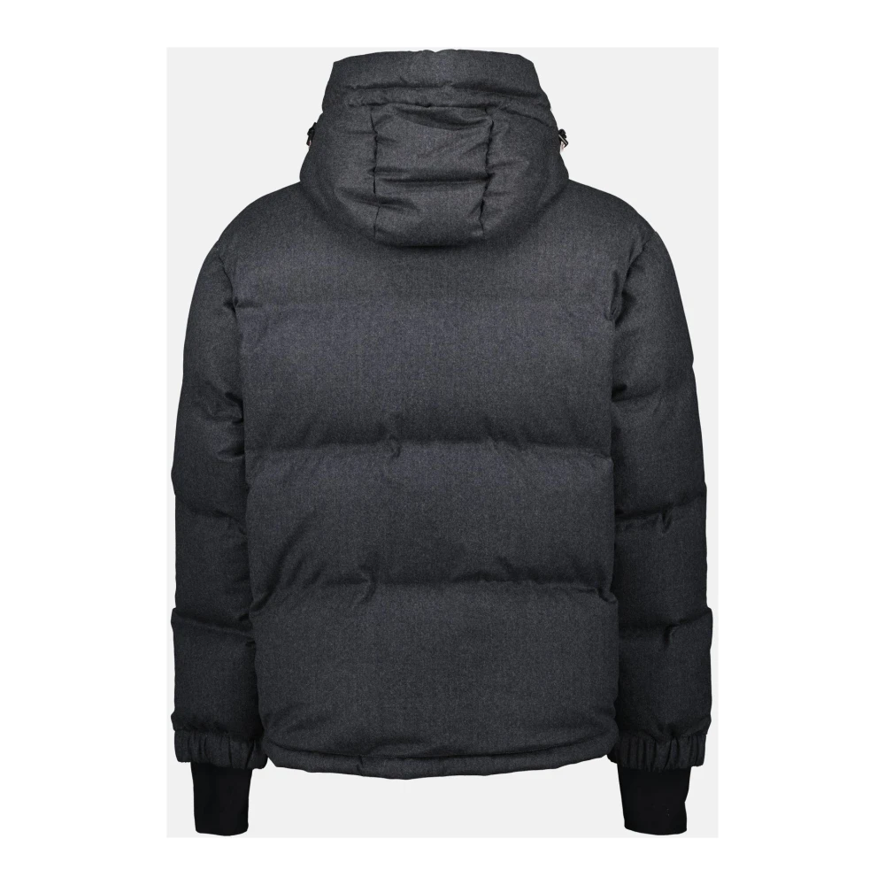 Moncler Tricolor Wol Hooded Winterjas Gray Heren