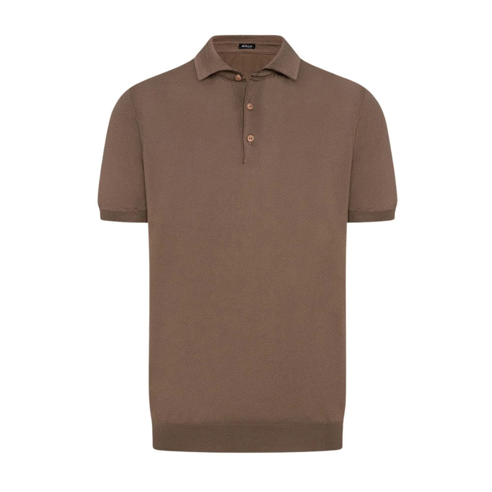 Kiton Zachte Egyptische katoenen poloshirt Brown Heren