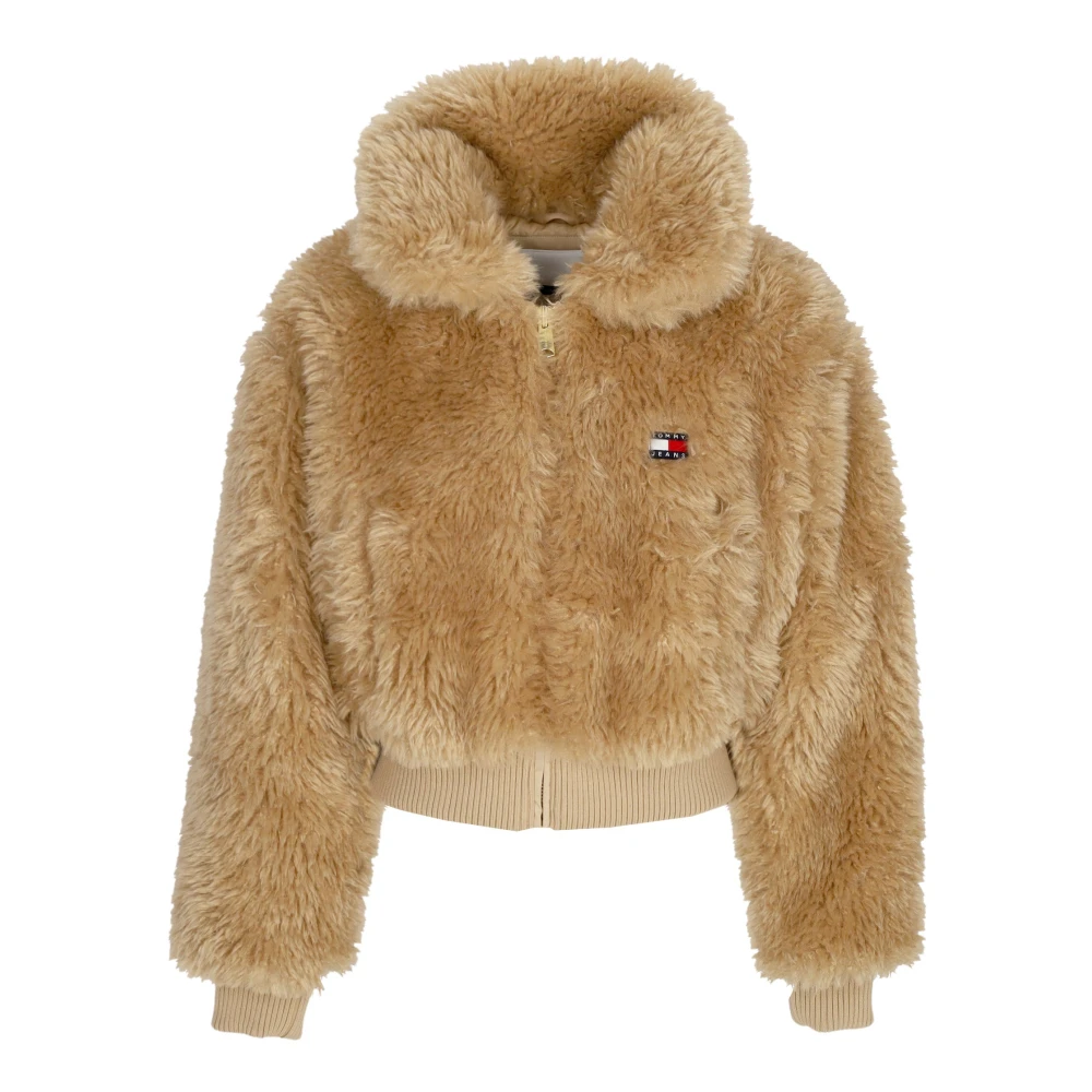 Tommy Hilfiger Women's Brown Faux Fur & Shearling Jackets, S, Gold Shearling Fur Jacket