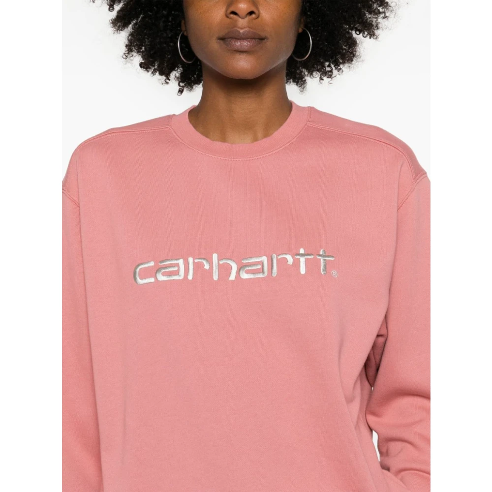 Carhartt WIP Roze Sweater Jersey Geborduurd Logo Pink Dames
