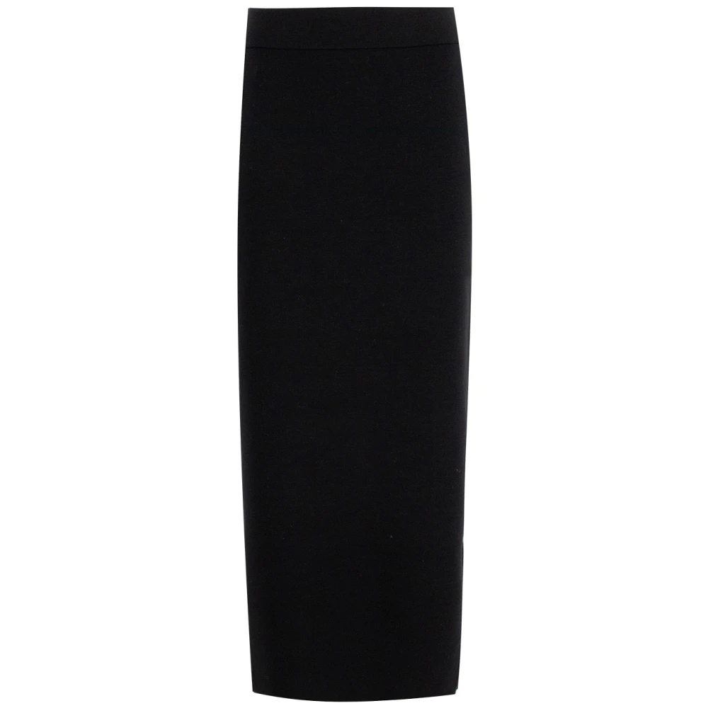 Fabiana Filippi Elegante Geribbelde Midi Rok Black Dames