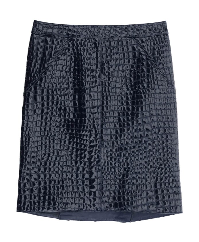 crocodile-effect-leather-skirt