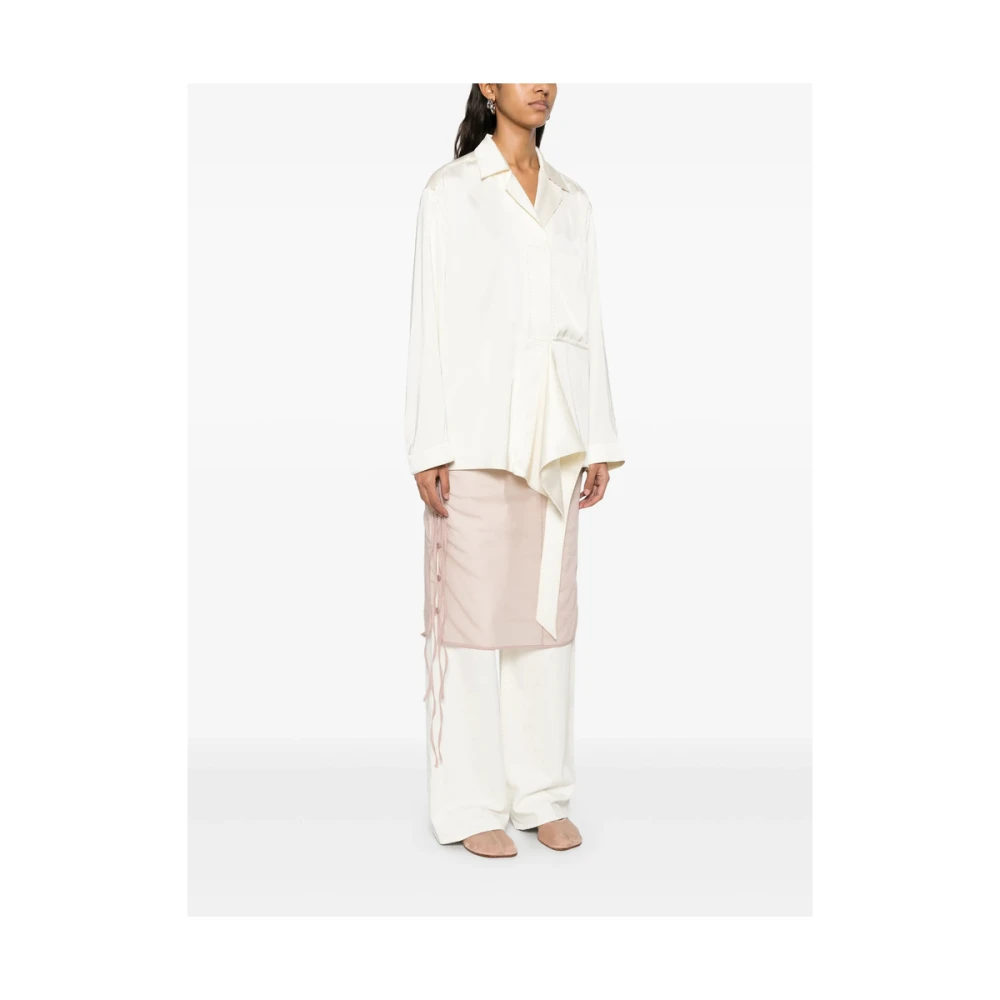 LOW Classic Beige Gedrapeerd Zak Overhemd White Dames