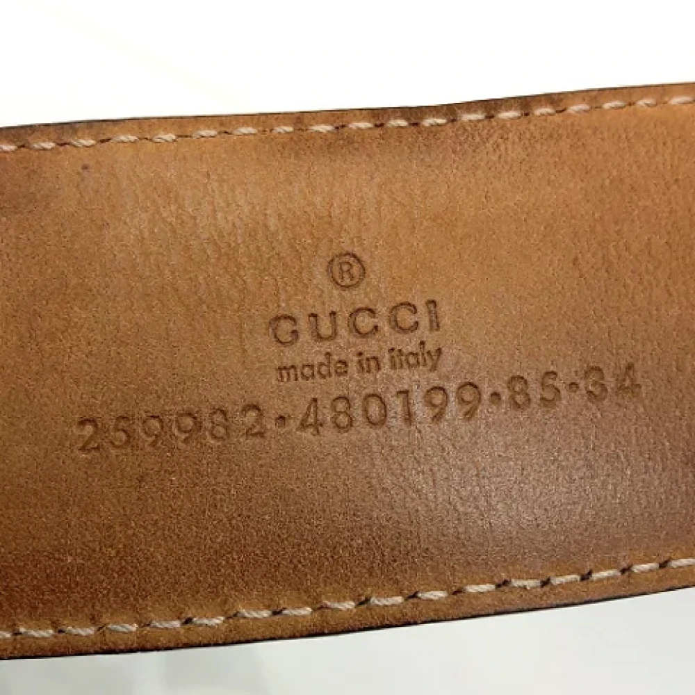 Gucci Vintage Tweedehands Bruin Leren Riem Brown Dames