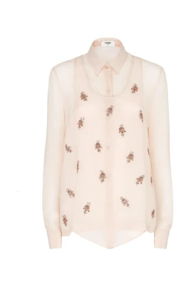 Broderad georgette-topp