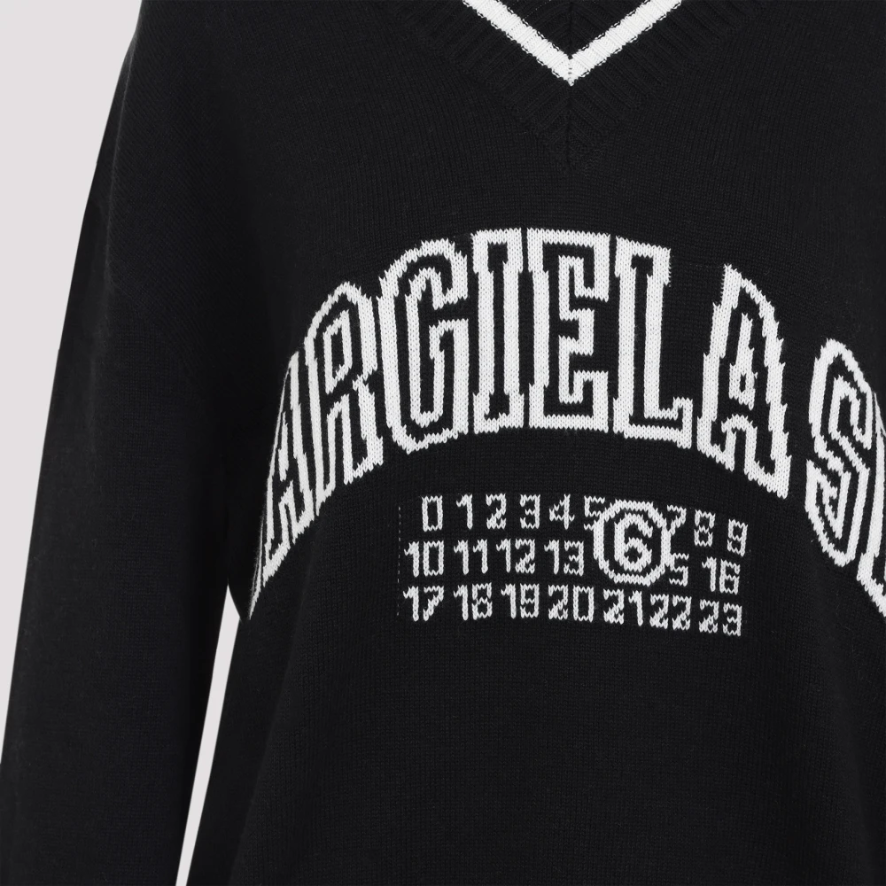 MM6 Maison Margiela Zwarte V-hals Top Black Dames