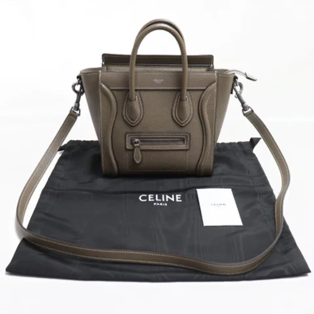 Celine Vintage Pre-owned Leather totes Gray Dames