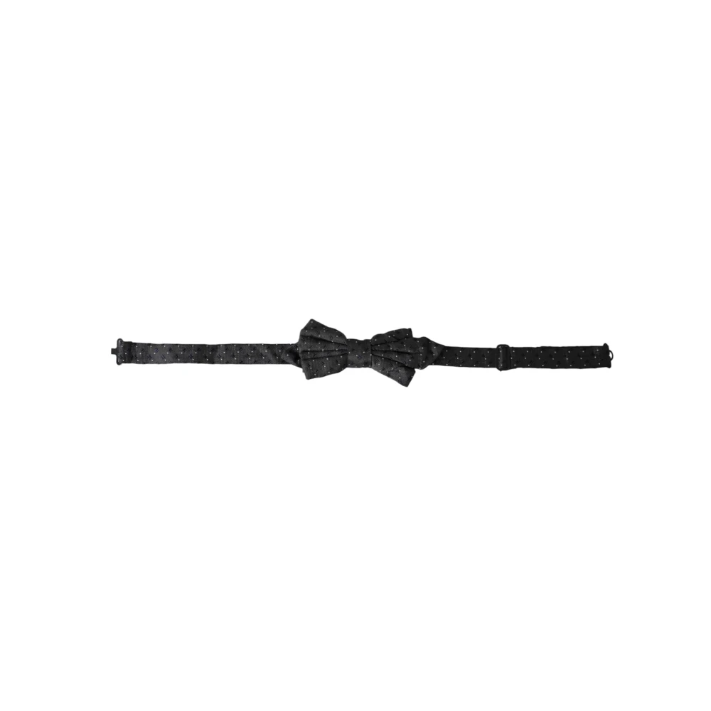 Dolce & Gabbana , Bow Ties, Male, Black, One Size, Silk Patterned Adjustable Neck Papillon Bow Tie