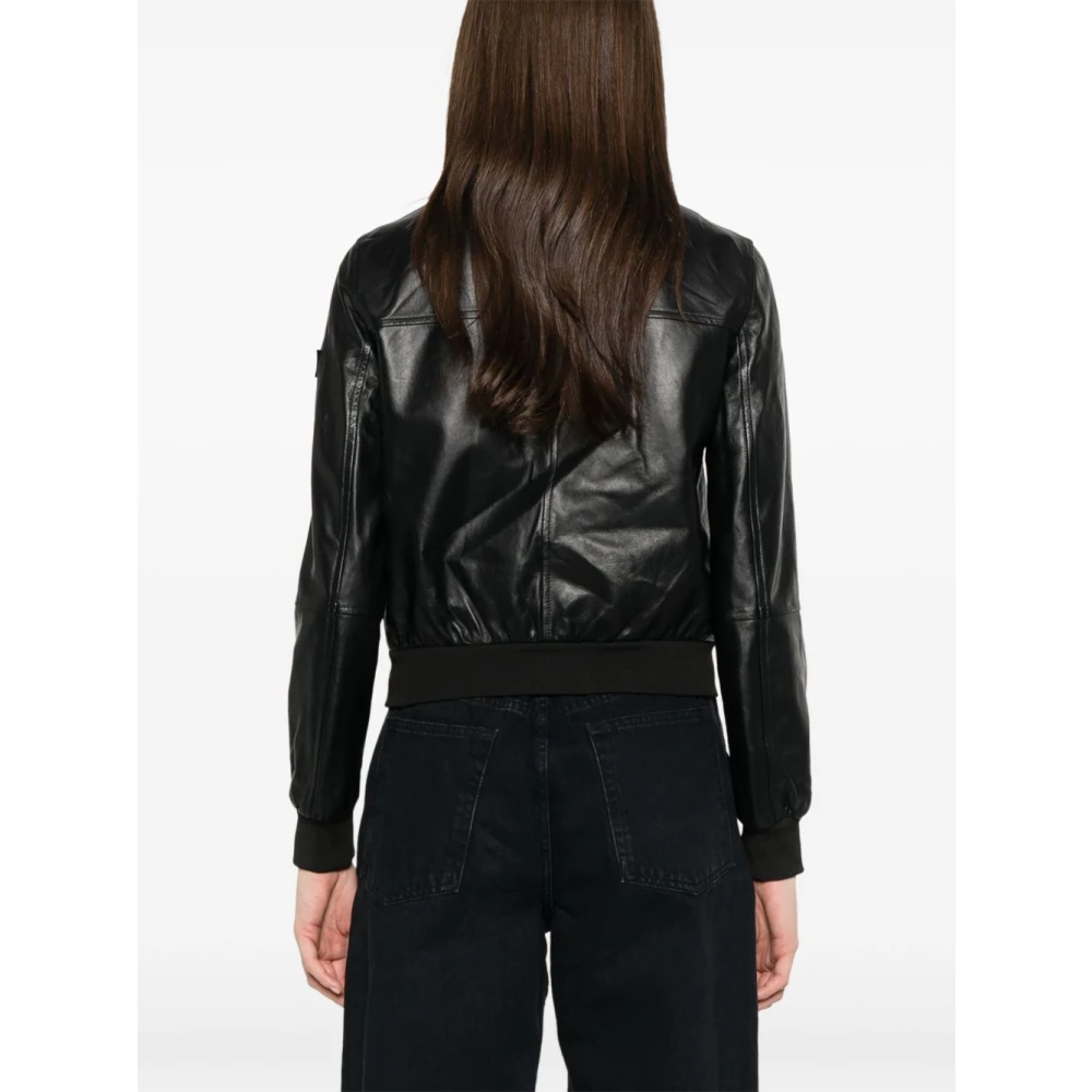 Peuterey Zwarte Leren Jas Dames Buitenkleding Black Dames