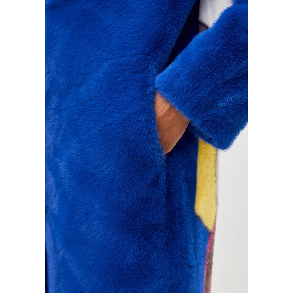 Cesare Gaspari Deluxe Lange Achterprint Jas Liefhebbers Blauw Blue Dames