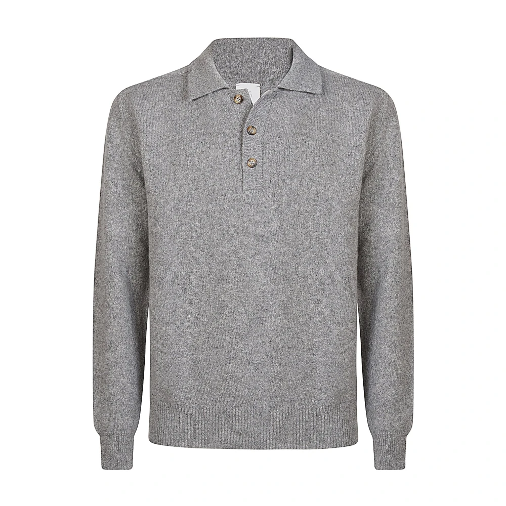 Eleventy Men's Gray Polo Shirts, S, Cashmere Polo Jumper
