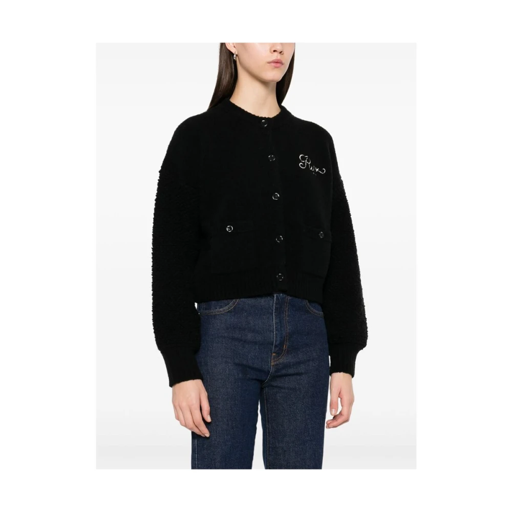 Frame Zwarte Crew Neck Sweater met Zakken Black Dames