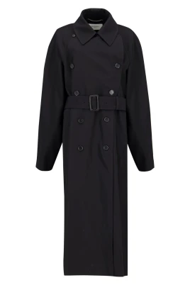 Svart ull trenchcoat