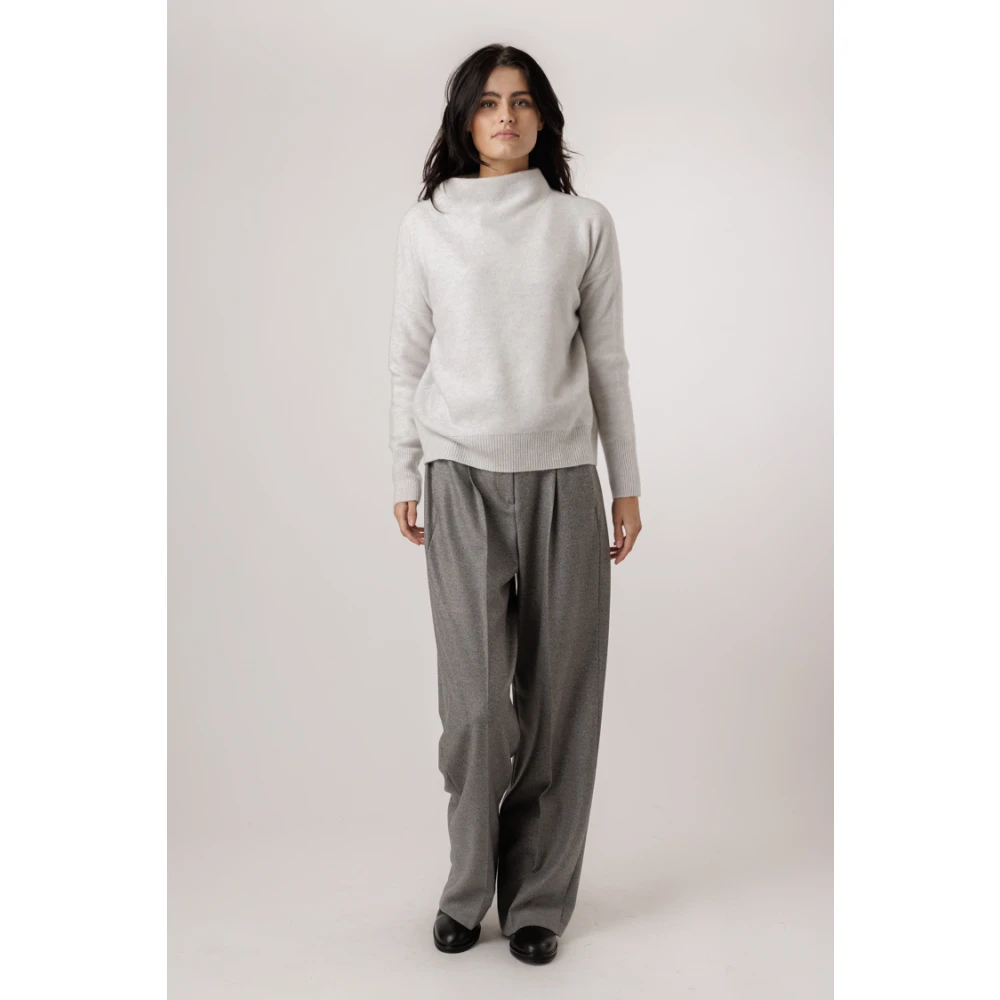 Vince Gebreide Trechterhals Pullover Gray Dames