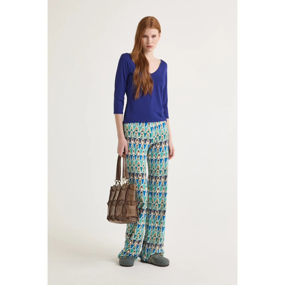 Maliparmi Zachte Jersey T-Shirt Blue Dames