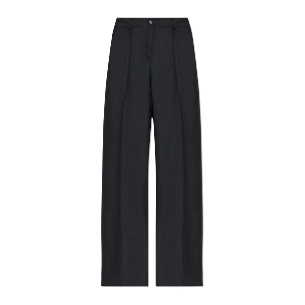Dolce & Gabbana Wollen broek met vouwen Gray Dames
