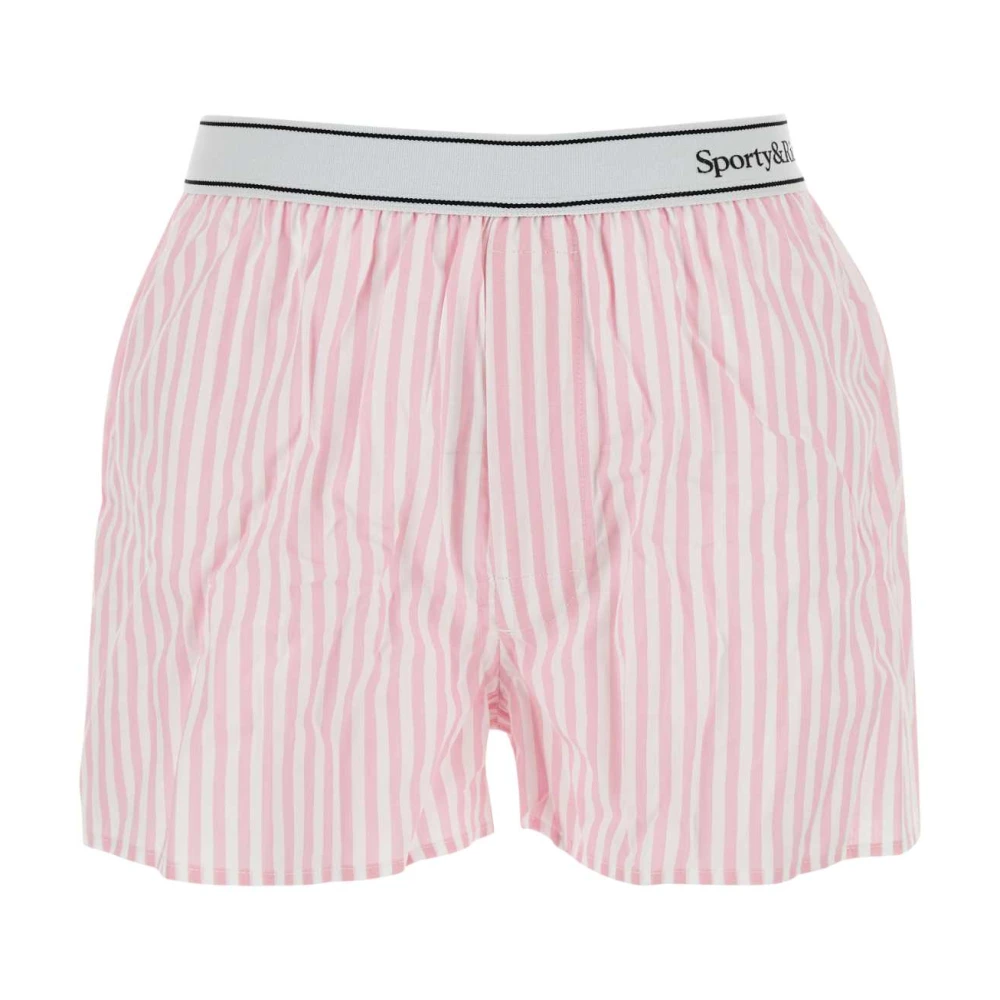 Sporty & Rich Stijlvolle bedrukte katoenen shorts Pink Dames