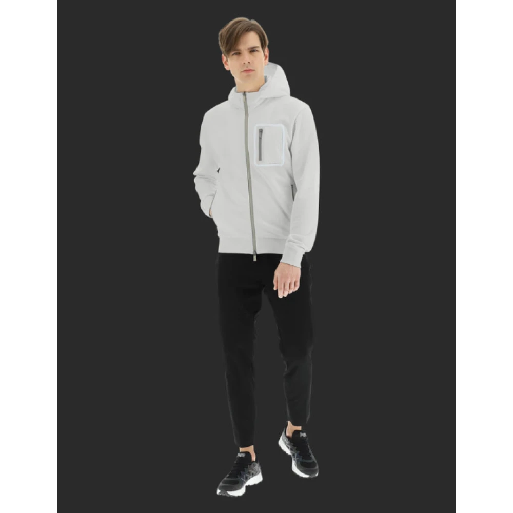 Herno Cotton Laminate Sweater Bomber White Heren