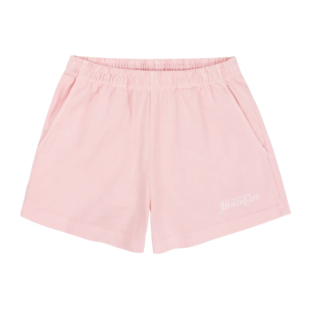Sporty & Rich Logo Print Katoenen Disco Shorts Pink Dames