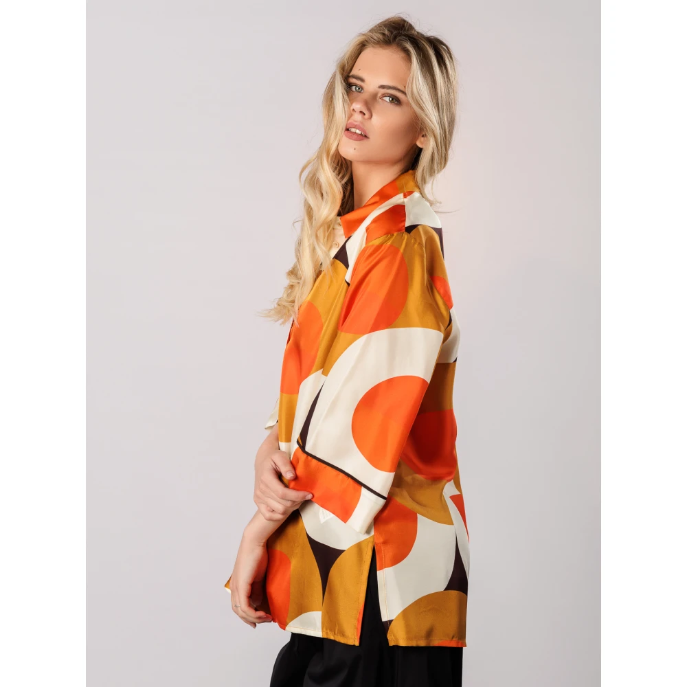 Beatrice .b Zijden Shirt met Cirkelprint Orange Dames