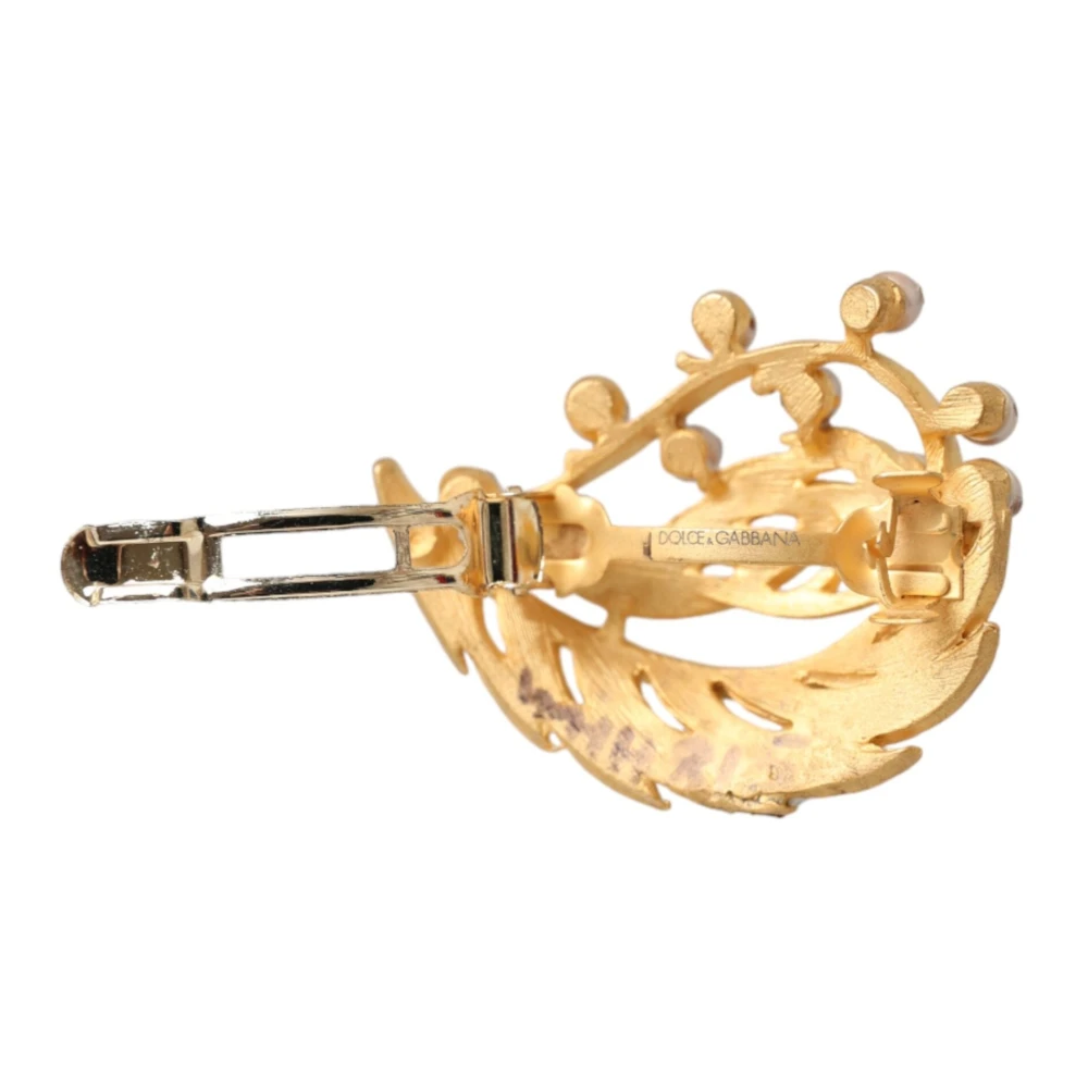 Dolce & Gabbana Gouden Blad Versierde Sieraden Haarspeld Yellow Dames