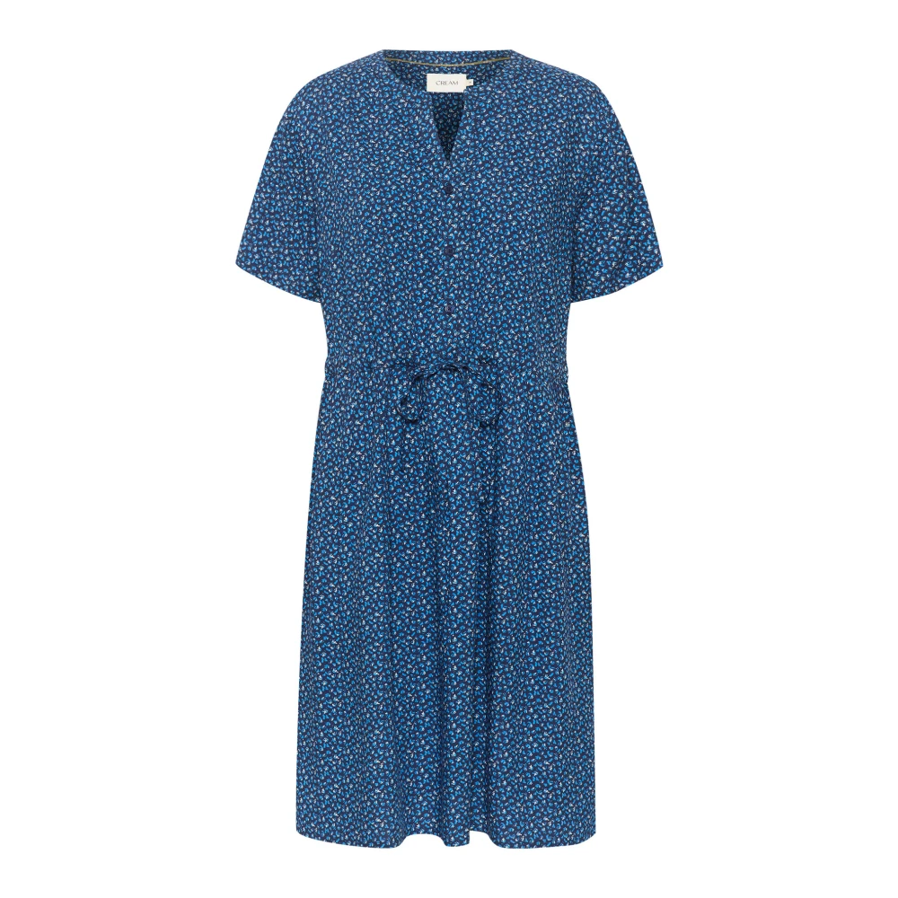 Cream Dierenhuid Blauwe Jurk Blue Dames