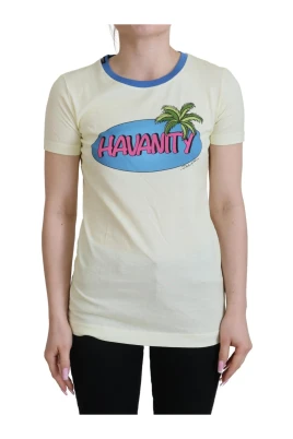 Palm Tree Grafisk Tee Gul Bomull