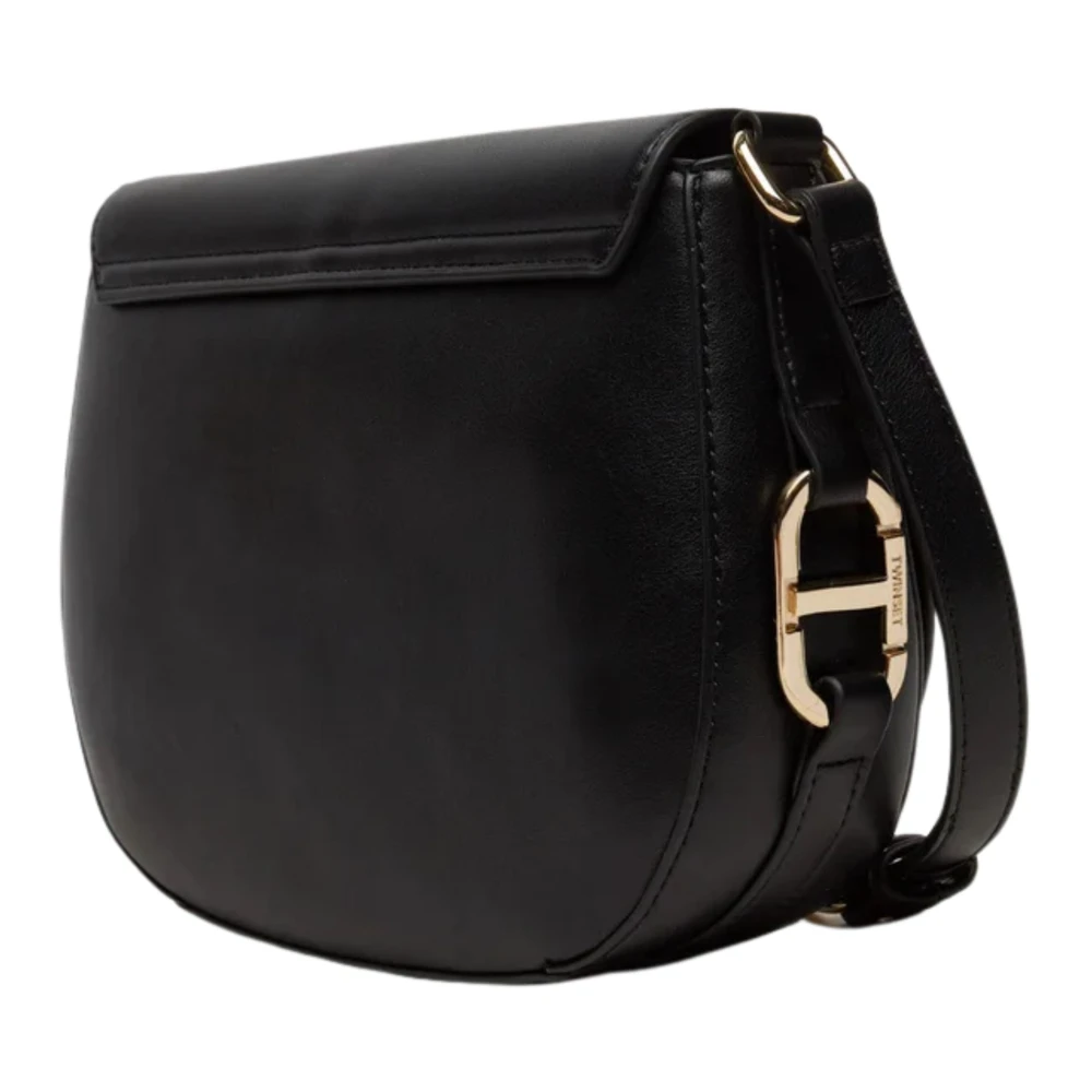 Twinset Zwarte schoudertas met ovale gesp Black Dames