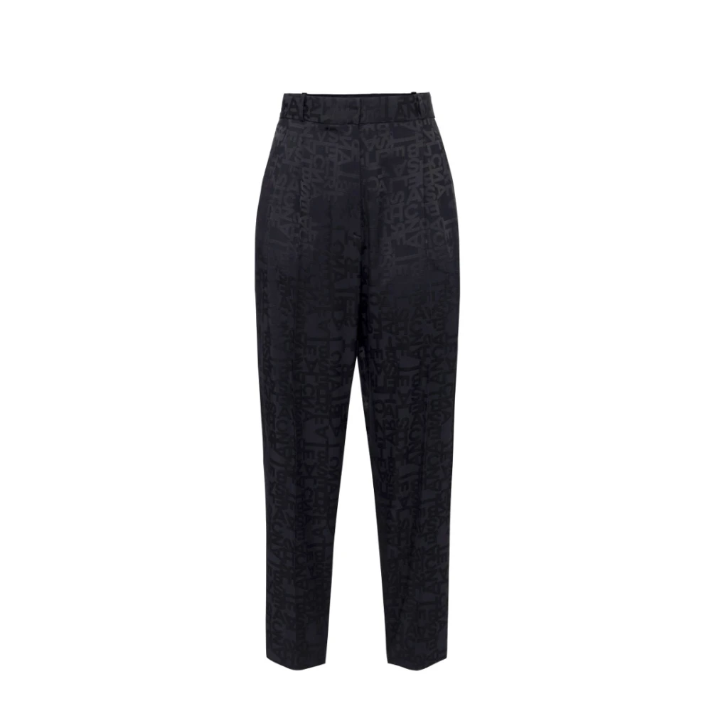 Elisabetta Franchi Jacquard Lettering Straight Broek Black Dames
