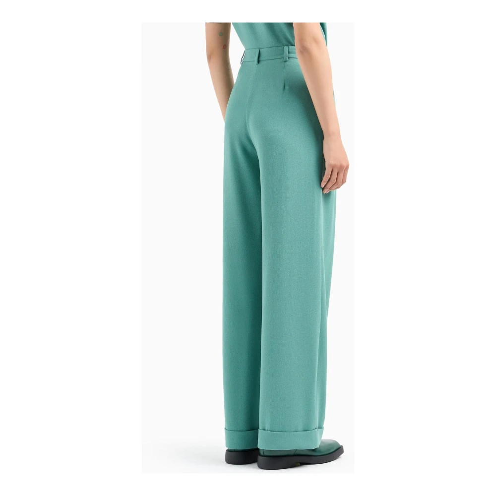 Emporio Armani Sablé Broek met Omgeslagen Zoom Green Dames